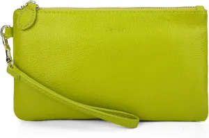 befen Women's Genuine Italian Leather Wristlet Clutch Wallet Purse, Gold Zipper