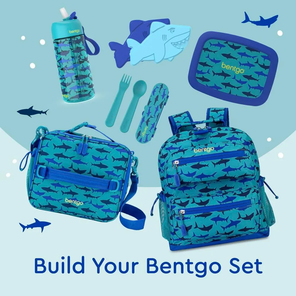 Bentgo Kids Lunch Bag - Durable, Double-Insulated Lunch Bag for Kids 3 ; Holds Lunch Box, Water Bottle, & Snacks; Easy-Clean Water-Resistant Fabric & Multiple Zippered Pockets (Shark)