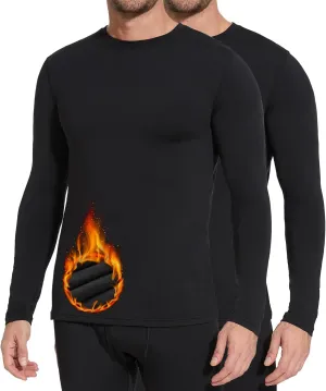 BESTENA Men's Long Sleeve Thermal Underwear Fleece Lined Base Layer Cold Weather Tops Long John Shirts for Men