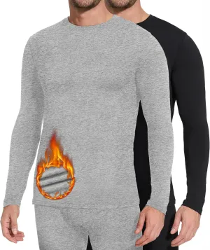 BESTENA Men's Long Sleeve Thermal Underwear Fleece Lined Base Layer Cold Weather Tops Long John Shirts for Men