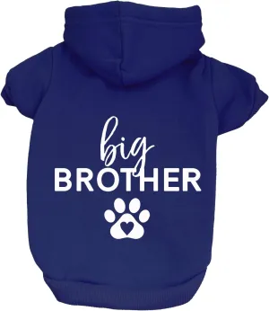 Big Brother Heart Paw Pullover Fleece Lined Dog Hoodie (Hot Pink Hooded Sweatshirt)