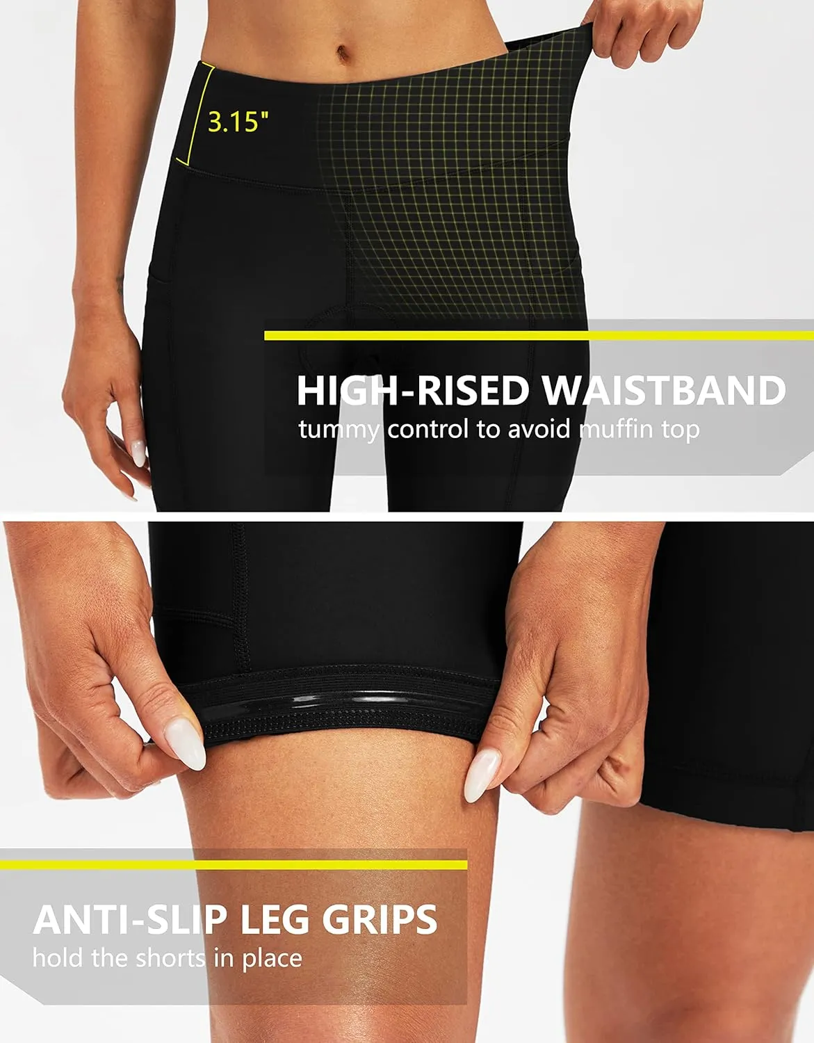 Bikewa Women's 4D Padded Bike Shorts Cycling Riding Road Biking Bicycle Cycle Shorts for Women Zipper Pockets