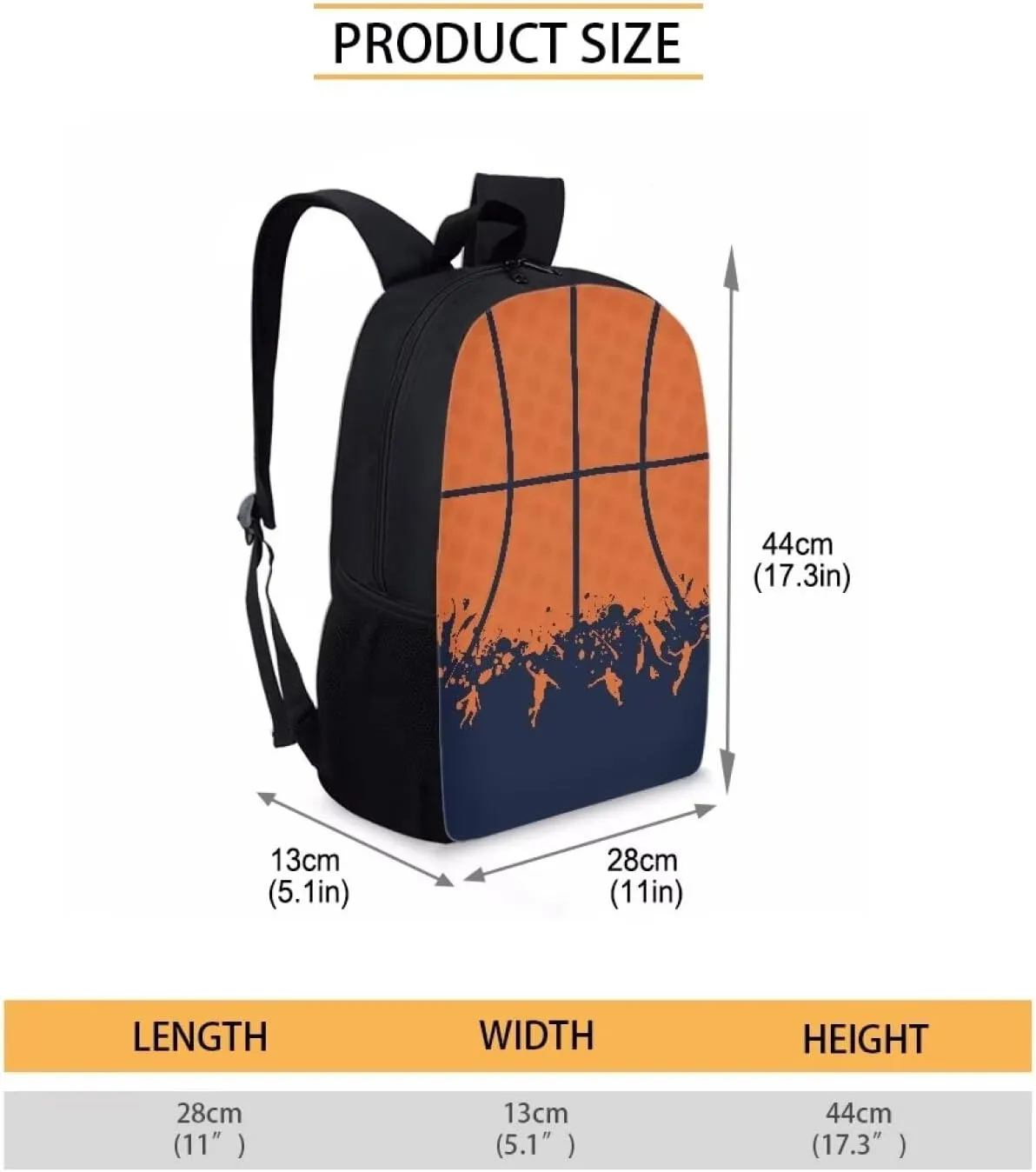 Biyejit Basketball Print School Bags, School Supplies for Children, Spacious Rucksack for School Travel for Girls Boys Teens