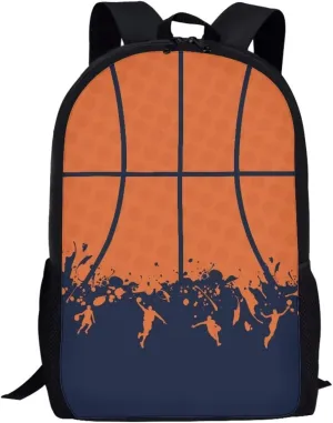 Biyejit Basketball Print School Bags, School Supplies for Children, Spacious Rucksack for School Travel for Girls Boys Teens
