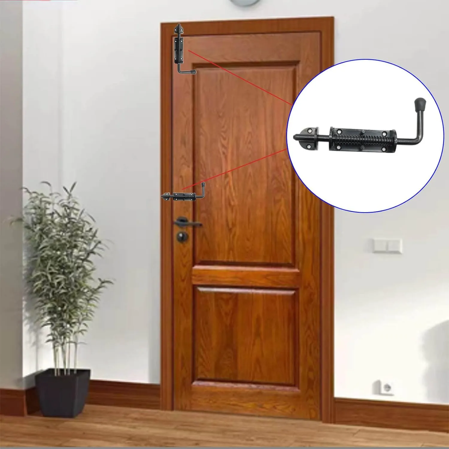 Black 2 Packs 8.5 Inch Heavy Duty Spring Loaded Latch Pin, Sliding Barrel Bolt Door Lock for Chests/Cabinets/Utility Trailer Gate, 2mm Thickened Interior and Outdoor Latch