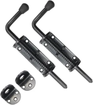 Black 2 Packs 8.5 Inch Heavy Duty Spring Loaded Latch Pin, Sliding Barrel Bolt Door Lock for Chests/Cabinets/Utility Trailer Gate, 2mm Thickened Interior and Outdoor Latch