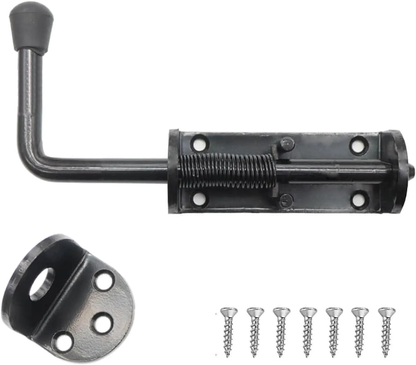 Black 2 Packs 8.5 Inch Heavy Duty Spring Loaded Latch Pin, Sliding Barrel Bolt Door Lock for Chests/Cabinets/Utility Trailer Gate, 2mm Thickened Interior and Outdoor Latch