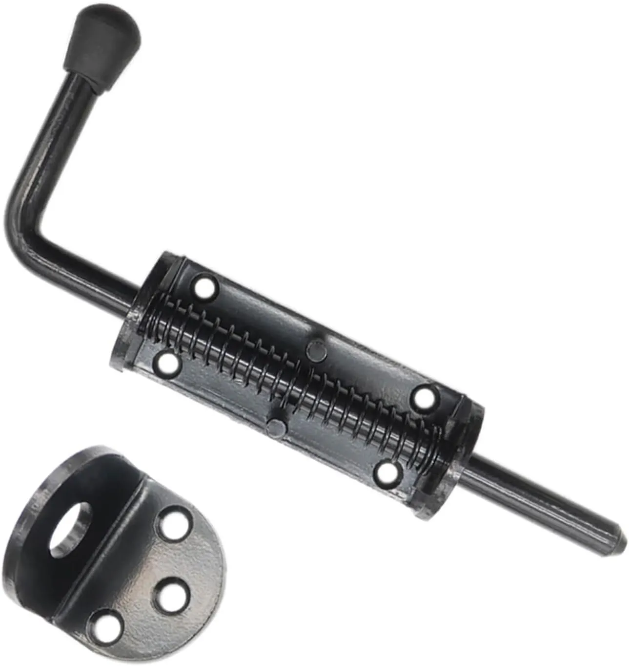 Black 2 Packs 8.5 Inch Heavy Duty Spring Loaded Latch Pin, Sliding Barrel Bolt Door Lock for Chests/Cabinets/Utility Trailer Gate, 2mm Thickened Interior and Outdoor Latch