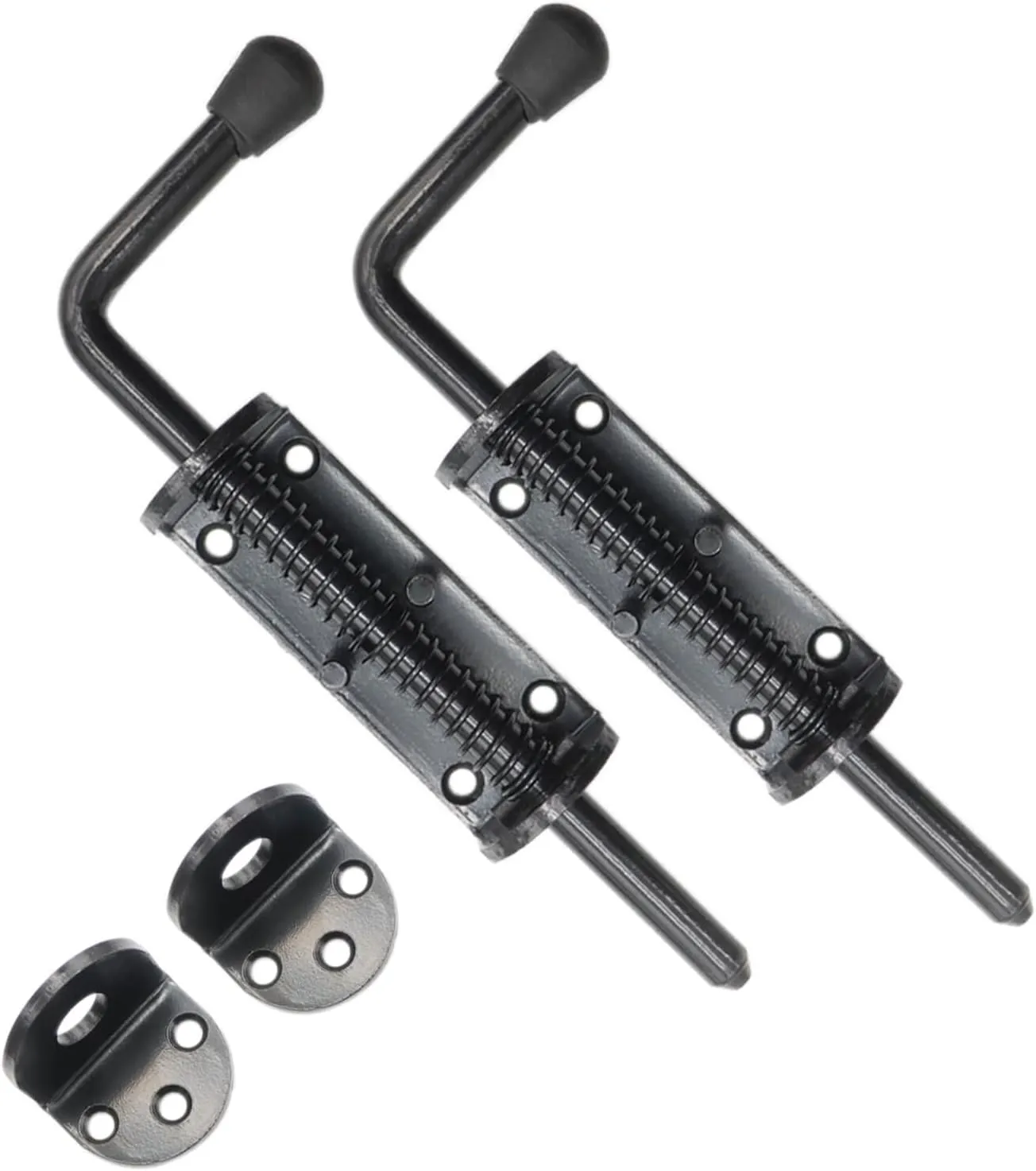 Black 2 Packs 8.5 Inch Heavy Duty Spring Loaded Latch Pin, Sliding Barrel Bolt Door Lock for Chests/Cabinets/Utility Trailer Gate, 2mm Thickened Interior and Outdoor Latch