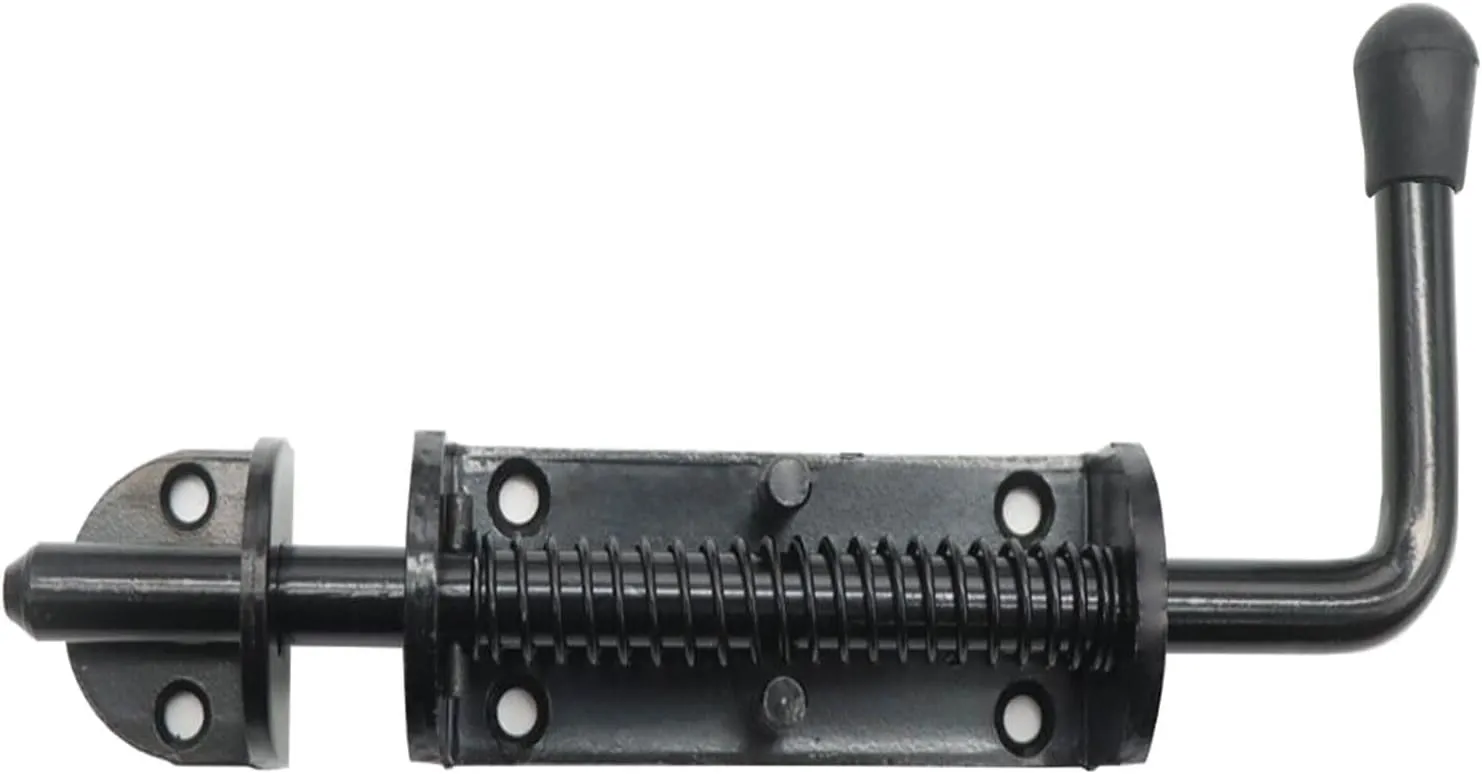 Black 2 Packs 8.5 Inch Heavy Duty Spring Loaded Latch Pin, Sliding Barrel Bolt Door Lock for Chests/Cabinets/Utility Trailer Gate, 2mm Thickened Interior and Outdoor Latch