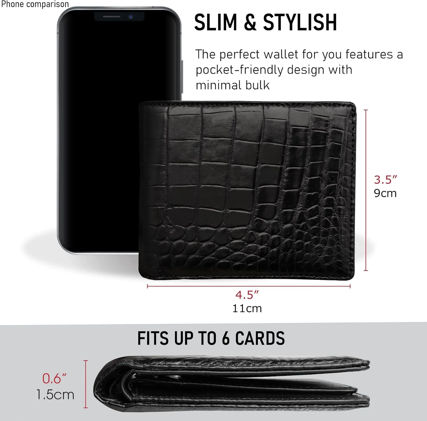 Black Mens Alligator Belly Leather Bifold Wallet Crocodile Passcase Wallet Multiple Front Pocket Holder RFID Blocking Security Handmade Exotic Leather With Large Capacity Gift Men VIBE-11
