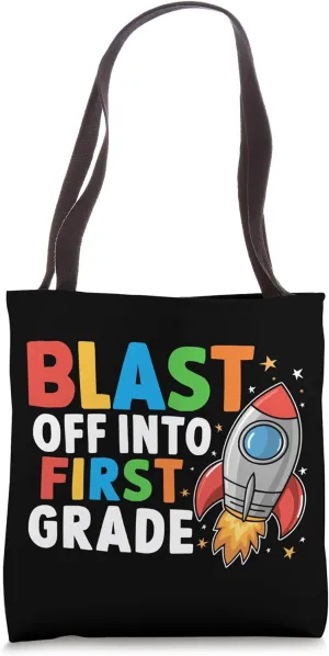 Blast Off Into 1st Grade First Day Of School Space Rocket Tote Bag