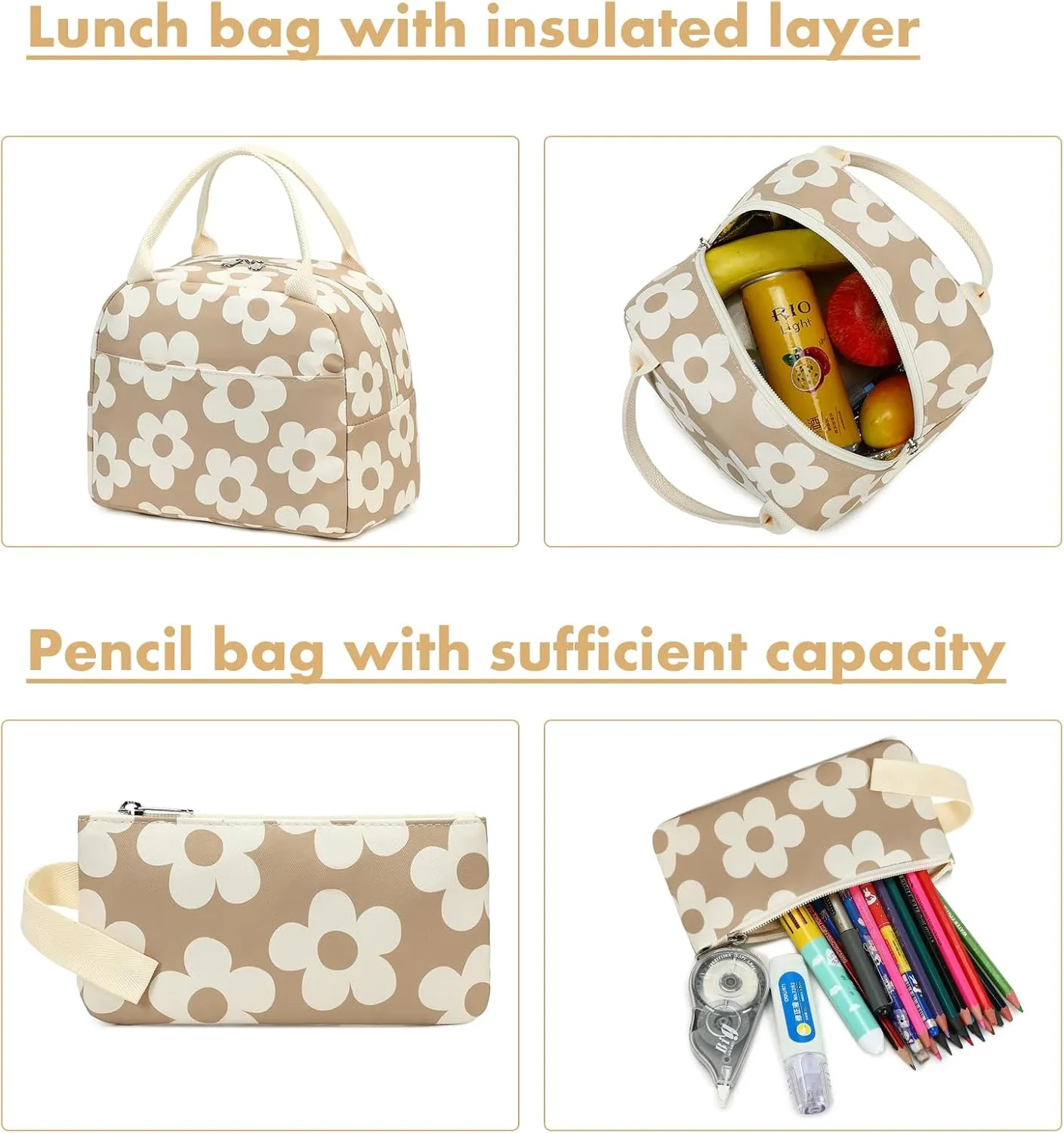 Bluboon School Backpack Teens Girls Boys Kids School Book Bags with Lunch Box Pencil Bag