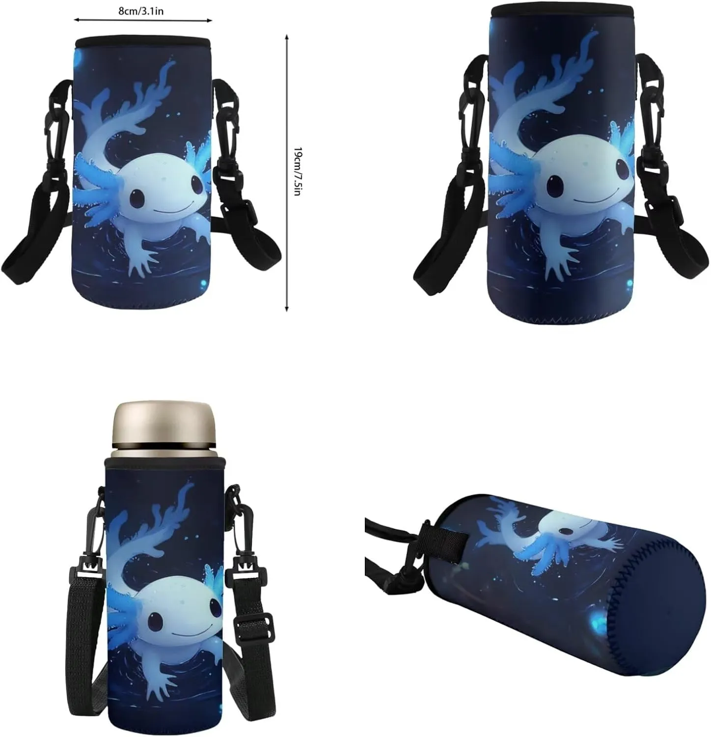 Blue Axolotl Backpack for Little Boys 15 Inch School Bag for Kids Lightweight 4 Pieces Bookbag for Boys Ages 3-6 for Preschool and Primary Travel Daypack