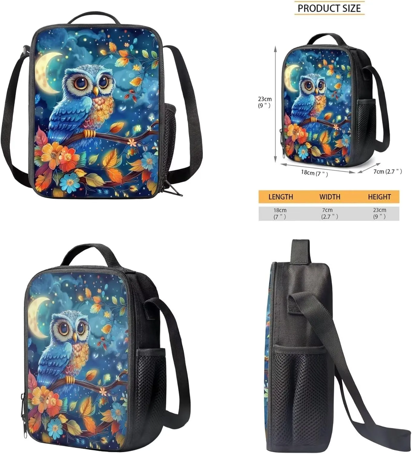 Blue Owl School Backapck for Girls Age 6-12 Lightweight Backpack with Lunch Box and Pencil Case Knapsack Set for Girls and Boys Large Casual School Bag Set for Primary School Students