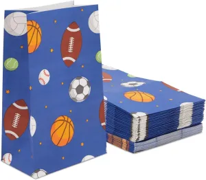 BLUE PANDA Sports Paper Party Favor Treat Bags for Kids Birthday Supplies (36 Pack) - Sports Birthday Party Decorations - Goodie Bags for Kids