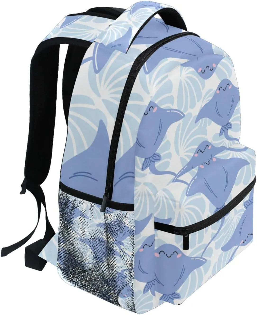Blue Shells Sea Stingray Boys Girls Kids School Backpacks Bookbag, School Bag Travel Backpack Daypack