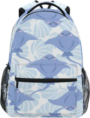 Blue Shells Sea Stingray Boys Girls Kids School Backpacks Bookbag, School Bag Travel Backpack Daypack