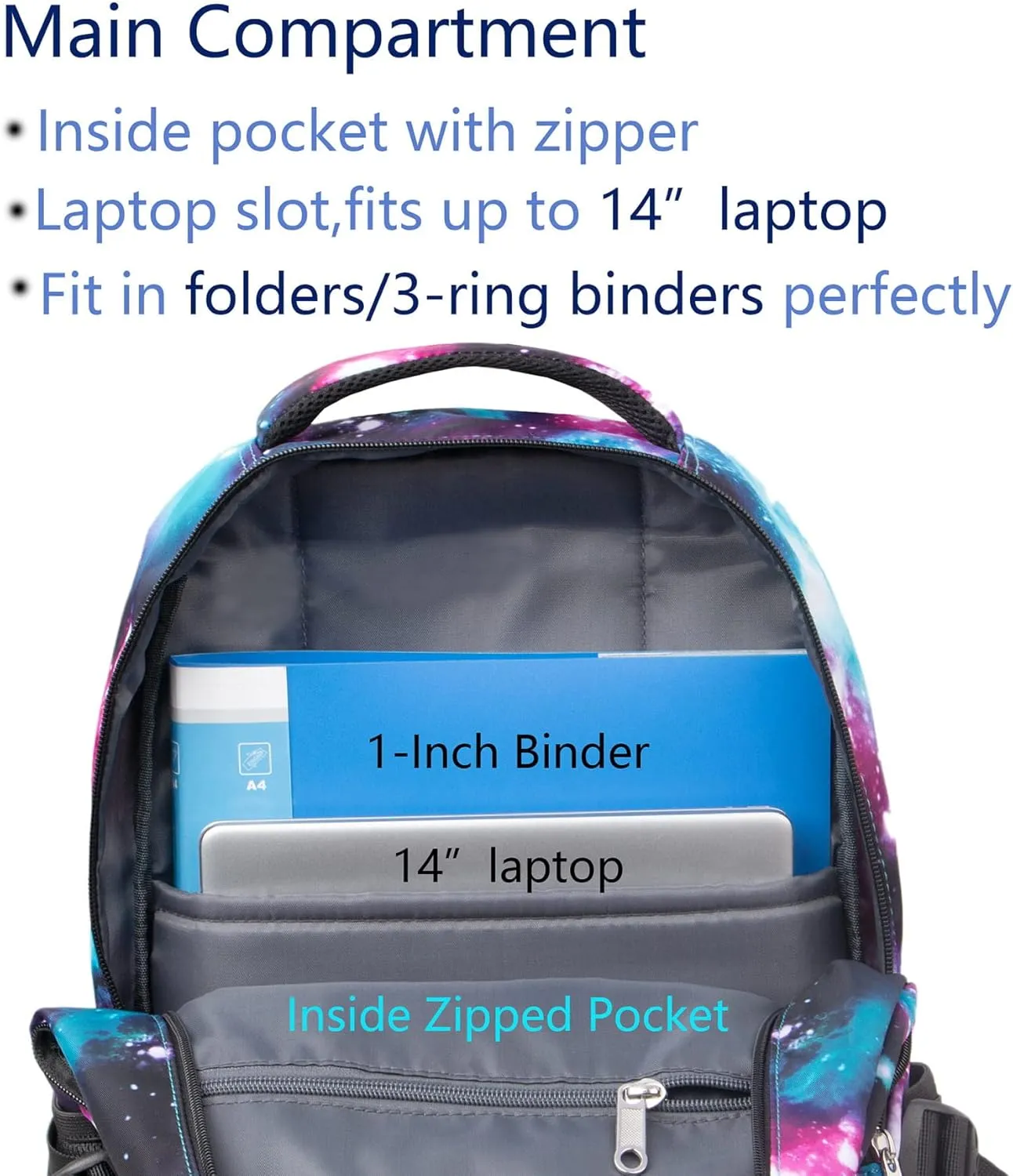BLUEFAIRY Kids Backpack for Girls Elementary Middle School Bags Primary School Bookbags Child Back to School Gifts with Tablet Sleeve Large Compartment Mochila para Niñas 17" Aged 8-10 Galaxy Purple