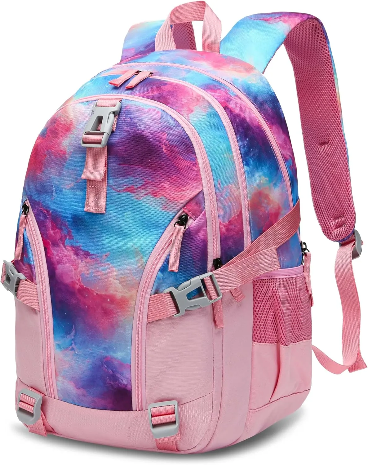 BLUEFAIRY Pink Galaxy Book Bag for Teens Girls Backpack for Middle High School Bag XL Teenagers Bookbag Casual Daypack Large Compartment Mochilas para Niñas Adolescentes 18"