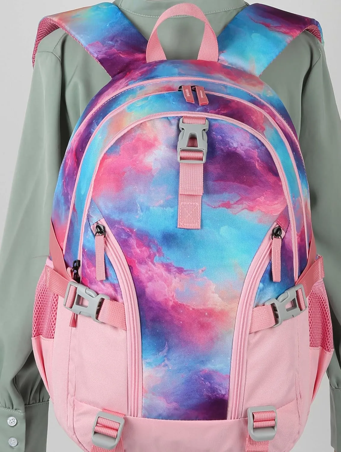 BLUEFAIRY Pink Galaxy Book Bag for Teens Girls Backpack for Middle High School Bag XL Teenagers Bookbag Casual Daypack Large Compartment Mochilas para Niñas Adolescentes 18"