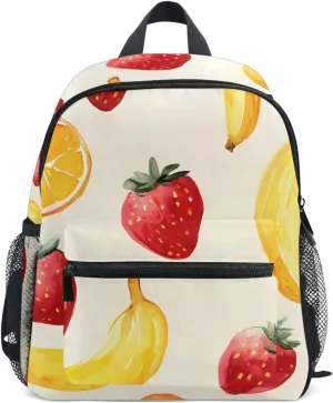 Bolaz Upgraded Backpack for School Teenagers Girls Boys-Banana Strawberry Orange Pattern,Travel Bag with Chest Buckle and Whistle