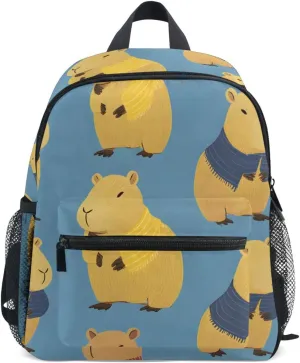 Bolaz Upgraded Backpack for School Teenagers Girls Boys-Blue Background Capybara Pattern,Travel Bag with Chest Buckle and Whistle
