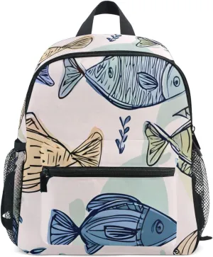 Bolaz Upgraded Backpack for School Teenagers Girls Boys-Cute Simple Fish Pattern,Travel Bag with Chest Buckle and Whistle