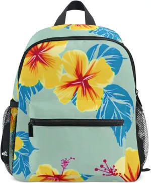 Bolaz Upgraded Backpack for School Teenagers Girls Boys-Hibiscus Yellow Flower Pattern,Travel Bag with Chest Buckle and Whistle