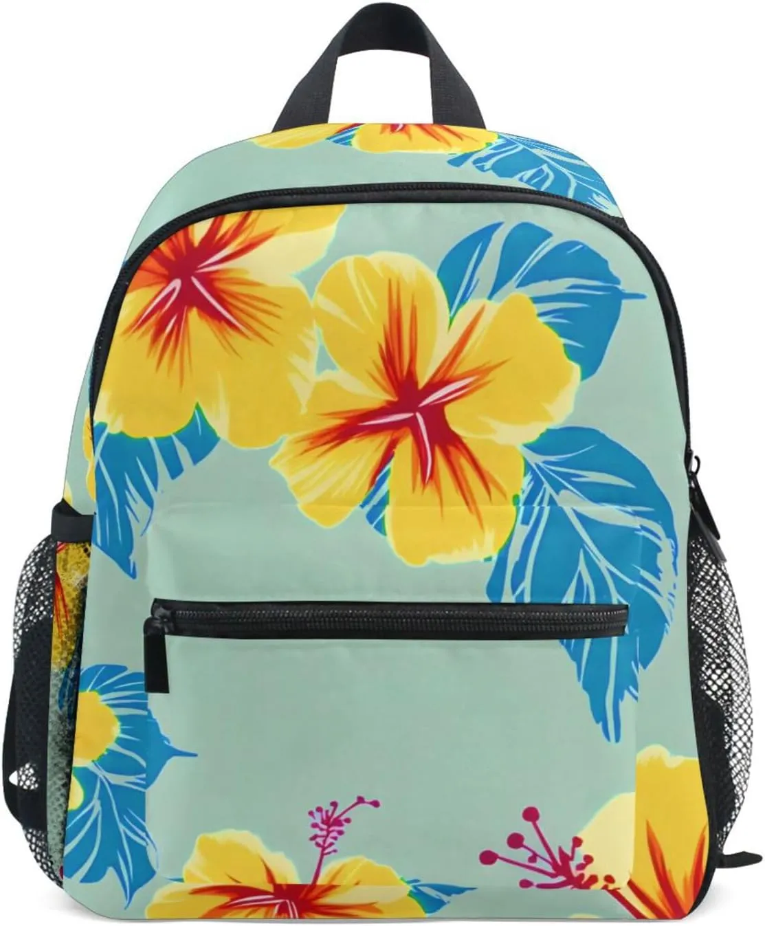 Bolaz Upgraded Backpack for School Teenagers Girls Boys-Hibiscus Yellow Flower Pattern,Travel Bag with Chest Buckle and Whistle