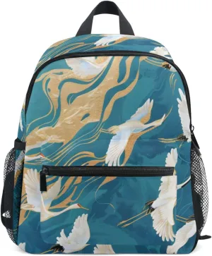 Bolaz Upgraded Backpack for School Teenagers Girls Boys-White Crane,Travel Bag with Chest Buckle and Whistle