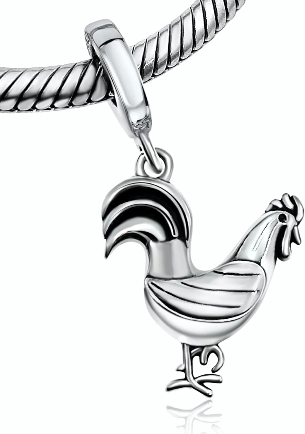 Bolenvi Rooster Chicken Zodiac Farm 925 Sterling Silver Pendant Charm Bead For Pandora and Similar Charm Bracelets or Necklaces