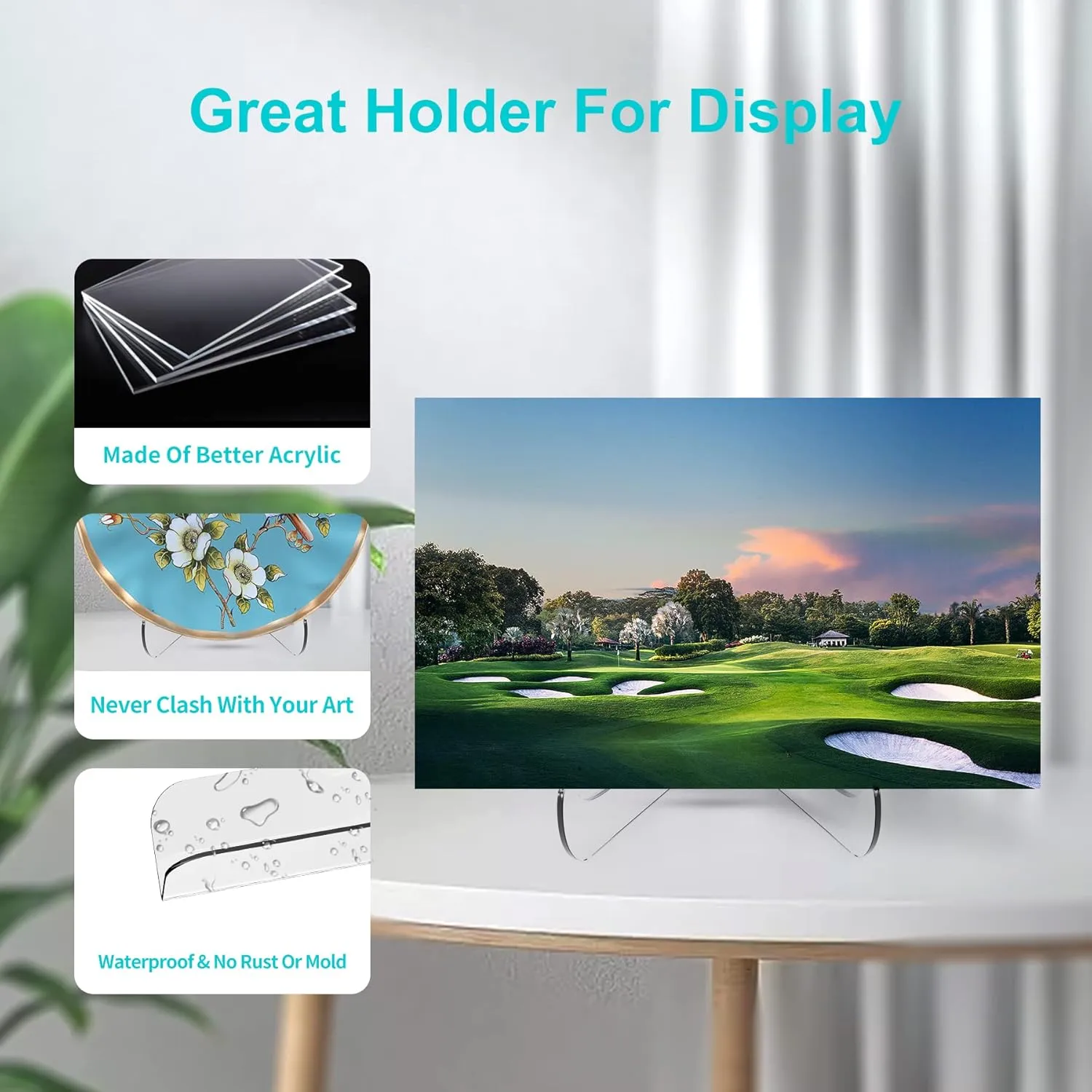 Boloyo 60-Degree Angle Acrylic Plate Display Stand , 6 Inch 5PC Clear Acrylic Display Holder Easel Base for Home Office Kitchen School Art Display