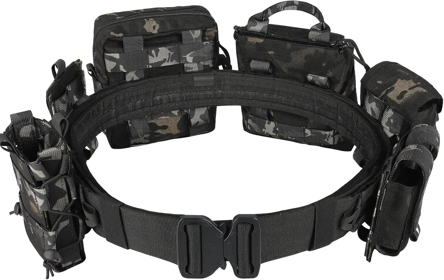 BOMTURN Tactical Battle Belt with Pouches Accessories Law Enforcement Duty Combat Military Utility Police Belt 8ps