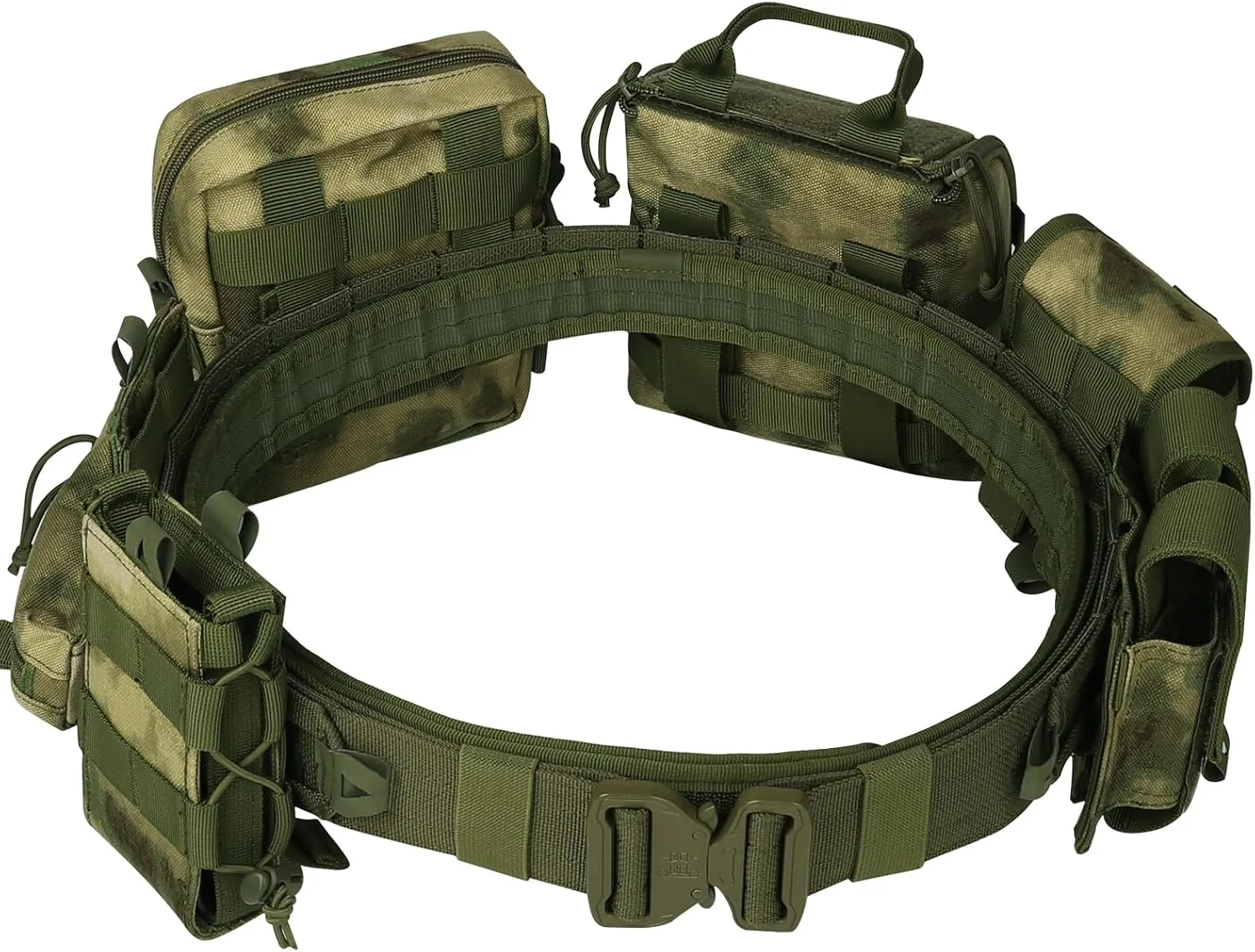 BOMTURN Tactical Battle Belt with Pouches Accessories Law Enforcement Duty Combat Military Utility Police Belt 8ps