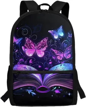Book Butterfly Backpack for Girls 14-16 Kids Backpack17inch Student Backpack for Teenagers Teens Backpack Travel Primary School Backpack for School Travel Sports Camping
