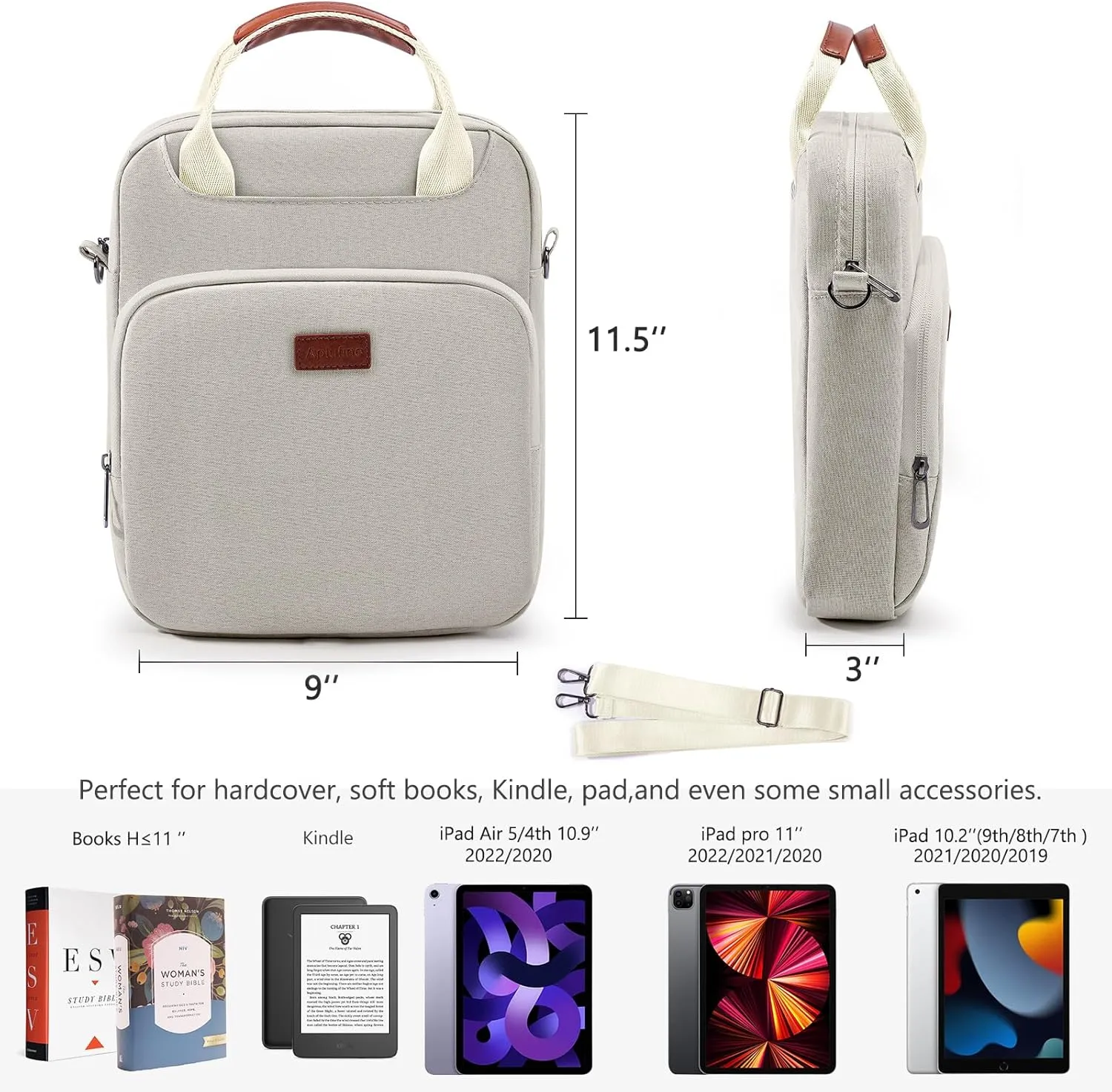 Book Carrying Bag with Shoulder Strap - Sturdy Book Sleeve with Zipper for Book Lovers - Book Bag for Study Suppliers- Book Cover for Paperback -Book Pouch -Book Carrier - Book Protector Case