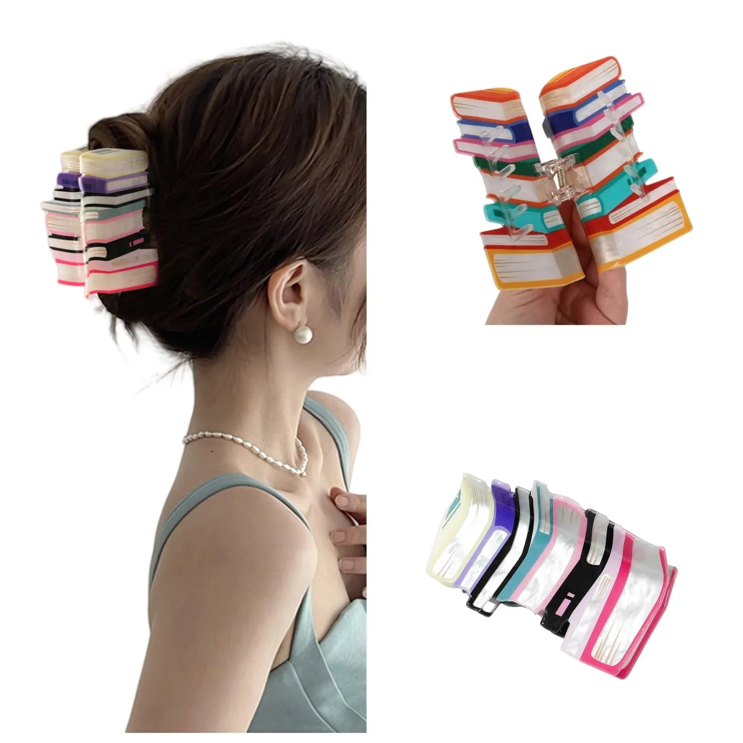 Book Hair Clips，Funny Women's Hair Clips，Hairpins Designed for Women Book Lovers ，A Cute Book Hair Clip Suitable for Sparse Hair Volume (Book Hair Clip-A)