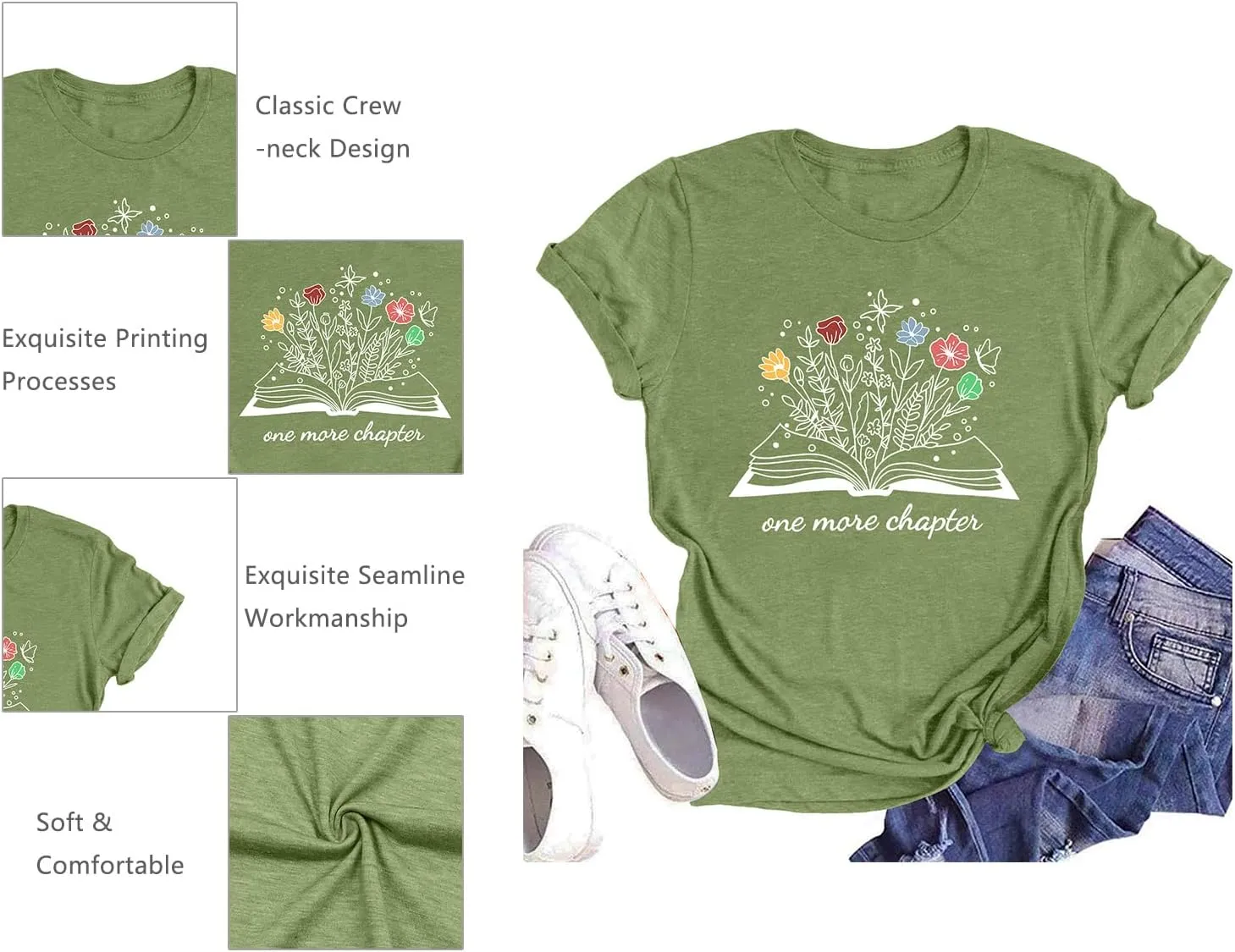 Book Lover Shirts Women Teacher T Shirt Funny Wildflowers Book Reading Graphic Casual Teacher Gift Tops