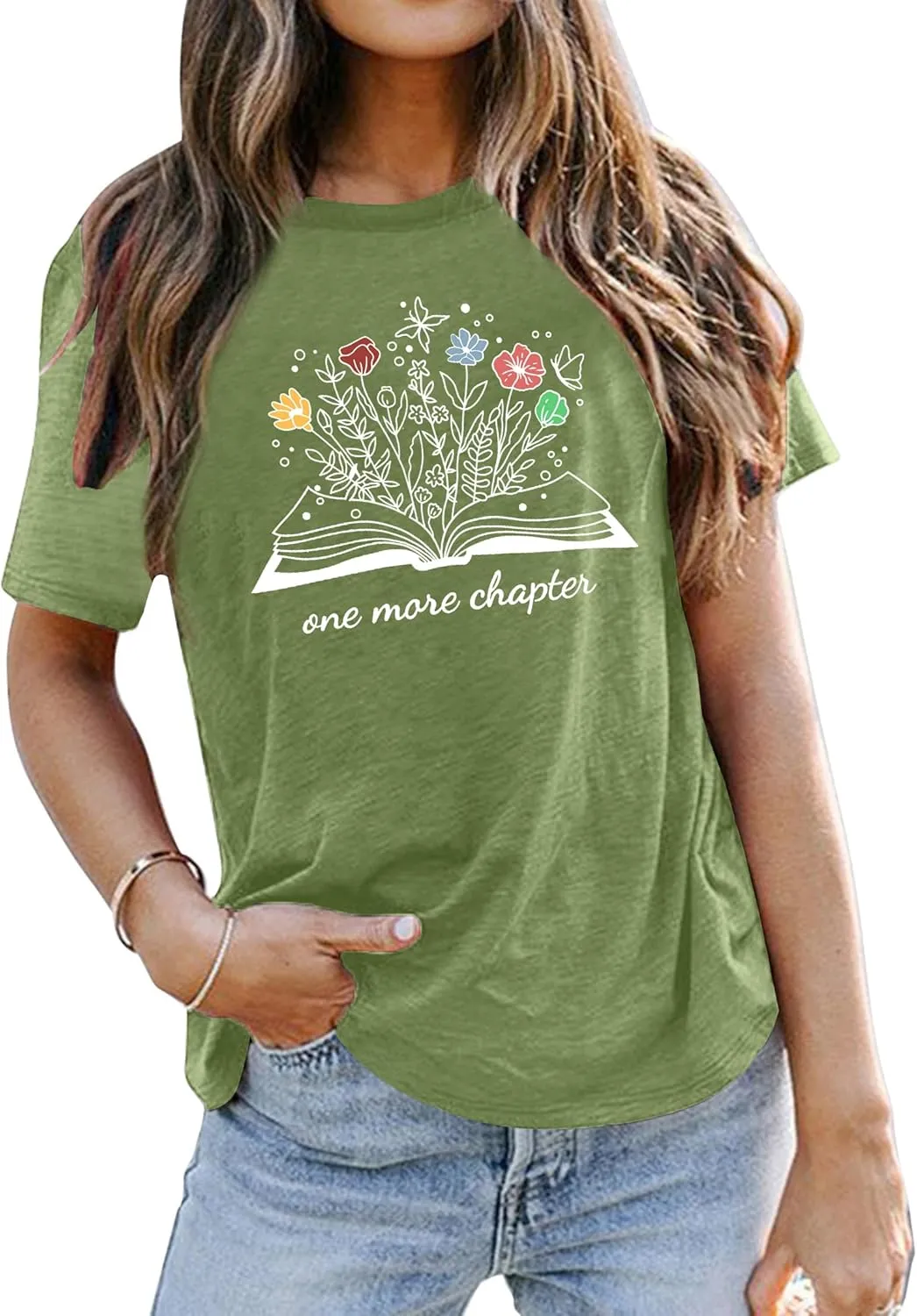 Book Lover Shirts Women Teacher T Shirt Funny Wildflowers Book Reading Graphic Casual Teacher Gift Tops