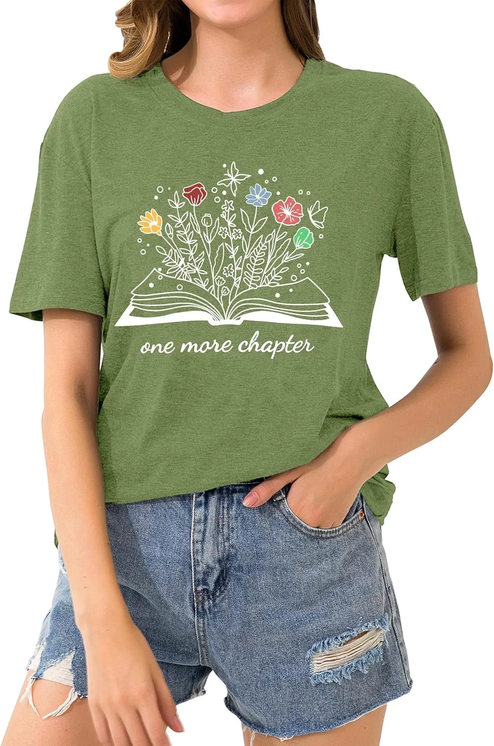 Book Lover Shirts Women Teacher T Shirt Funny Wildflowers Book Reading Graphic Casual Teacher Gift Tops
