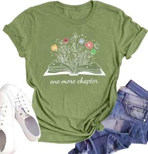 Book Lover Shirts Women Teacher T Shirt Funny Wildflowers Book Reading Graphic Casual Teacher Gift Tops