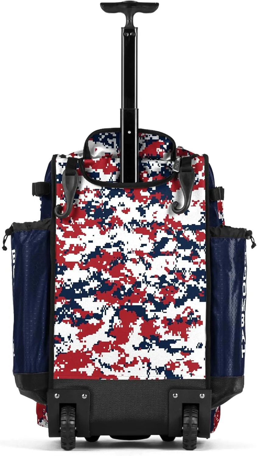 Boombah Rolling Catchers Superpack Baseball/Softball Gear Bag Digital Camo - 23-1/2" x 13-1/2" x 9-1/2" - Multiple Colors - Telescopic Handle and Holds 4 Bats - Wheeled Version