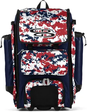 Boombah Rolling Catchers Superpack Baseball/Softball Gear Bag Digital Camo - 23-1/2" x 13-1/2" x 9-1/2" - Multiple Colors - Telescopic Handle and Holds 4 Bats - Wheeled Version