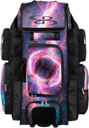 Boombah Superpack XL Rolling Bat Bag - 36" x 16" x 23.5" - Telescopic Handle - Holds 8 Bats - Wheeled Version - The Natural 2 Multi