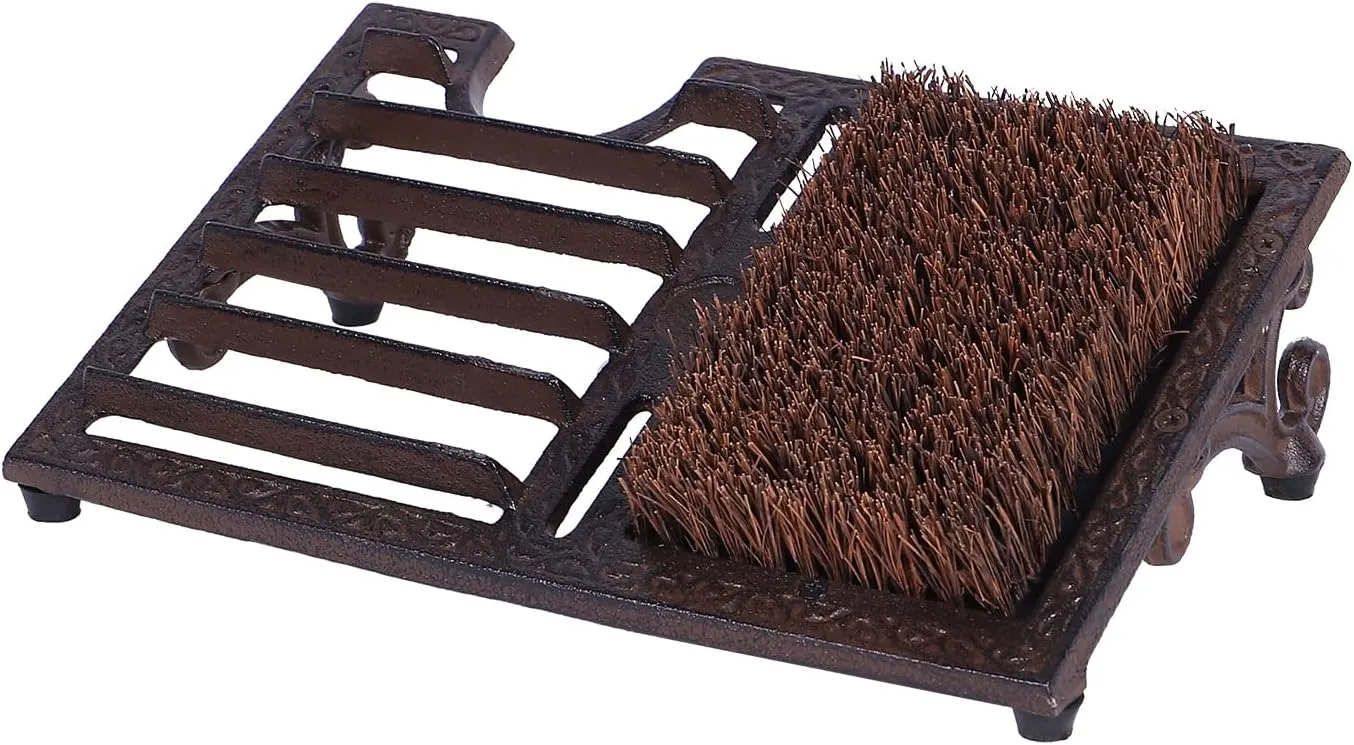 Boot Brush Scraper Outdoor, Cast Iron, Heavy Duty, Angled, Boot Cleaner Brush Outdoor Heavy Duty, Shoe Scrubber Mat for Entryway Indoor, Garden, Garage