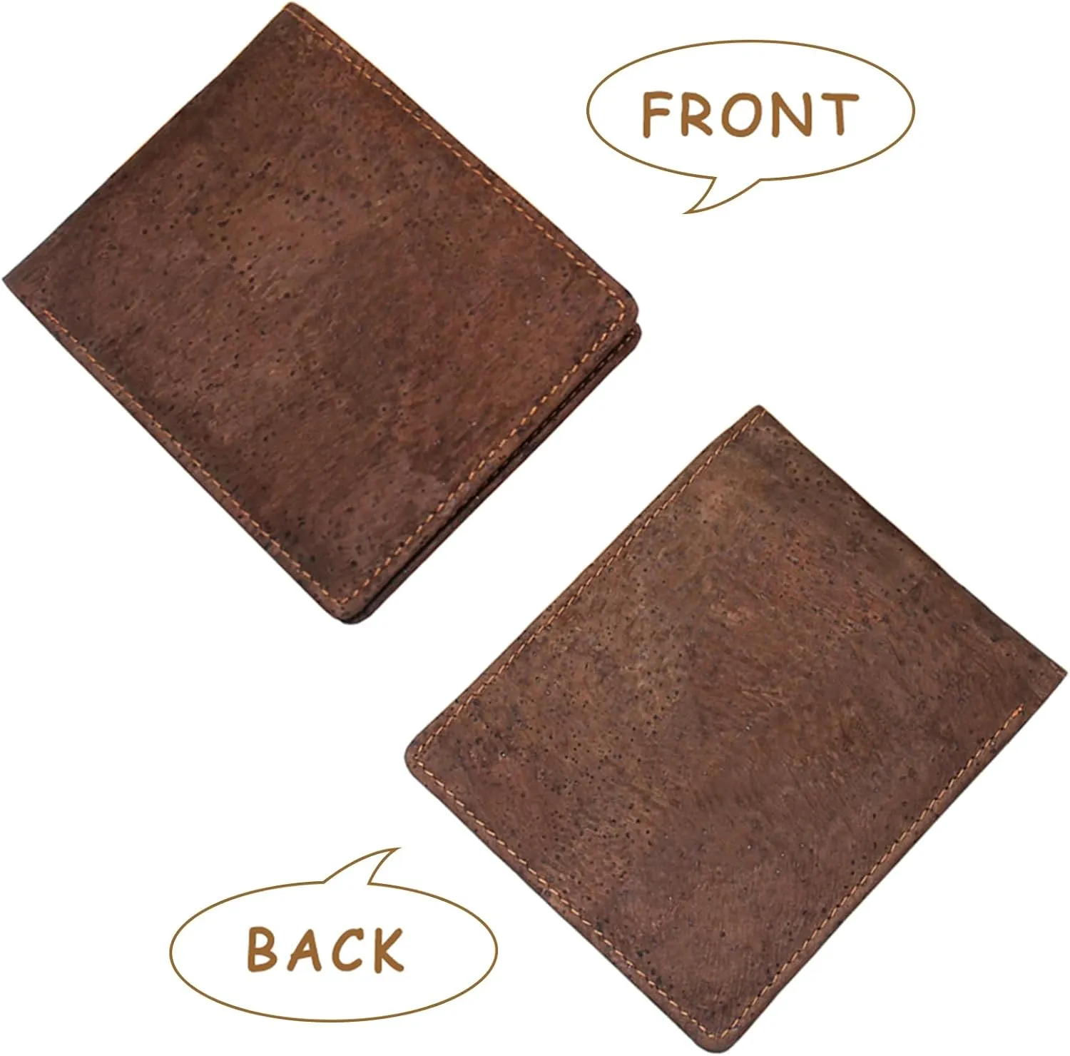 boshiho RFID Blocking Cork Wallet, Slim Bifold Vegan Coin Purse Eco Friendly Gift for Men and Women (Dark Brown)