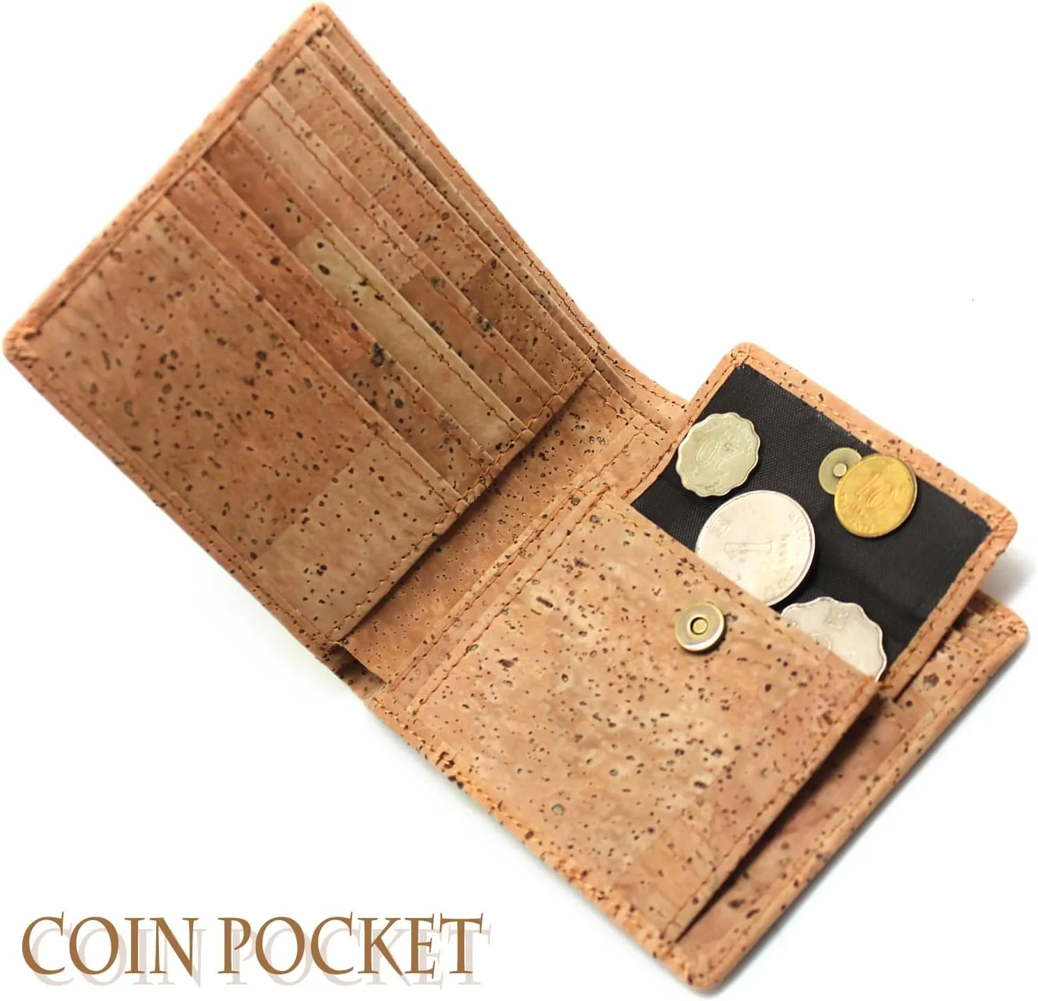 boshiho RFID Blocking Cork Wallet, Slim Bifold Vegan Coin Purse Eco Friendly Gift for Men and Women (Tan)