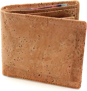 boshiho RFID Blocking Cork Wallet, Slim Bifold Vegan Coin Purse Eco Friendly Gift for Men and Women (Tan)