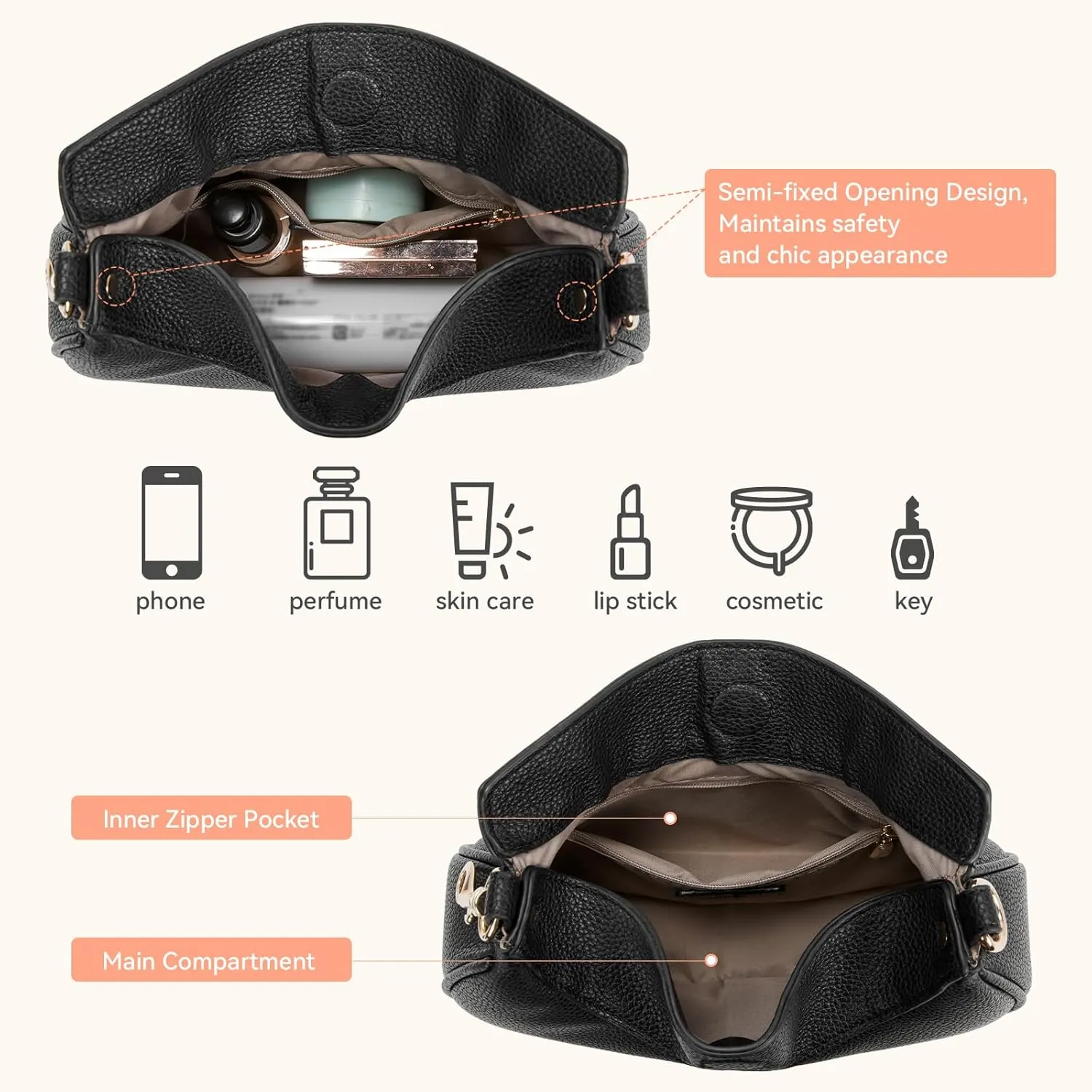 BOSTANTEN Crossbody Purse Small Crescent Shoulder Bags for Women Trendy Hobo Clutch Handbag Removable Strap